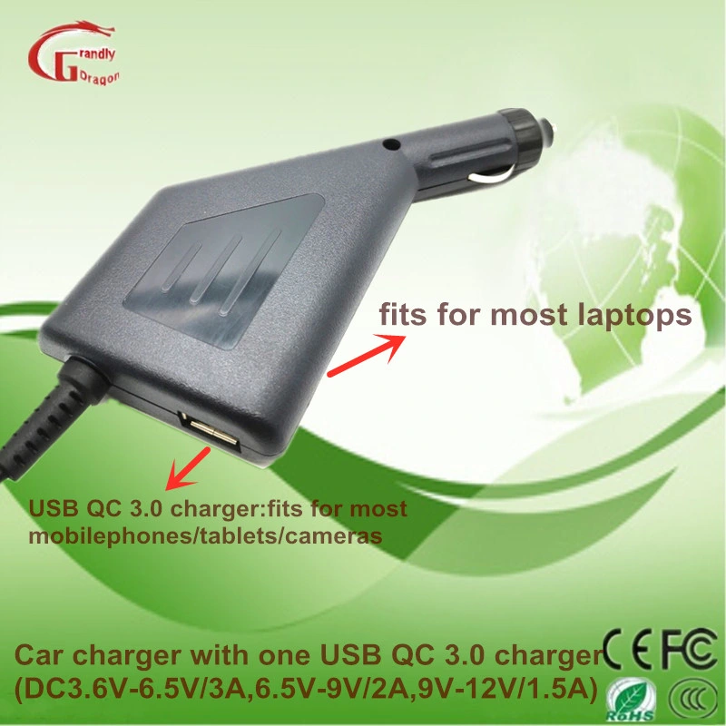 65W Type C/QC3.0 Car Charger Pd Quick Charger Power Supply Power Adapter for Laptops Mobilephones Tablets and Cameras