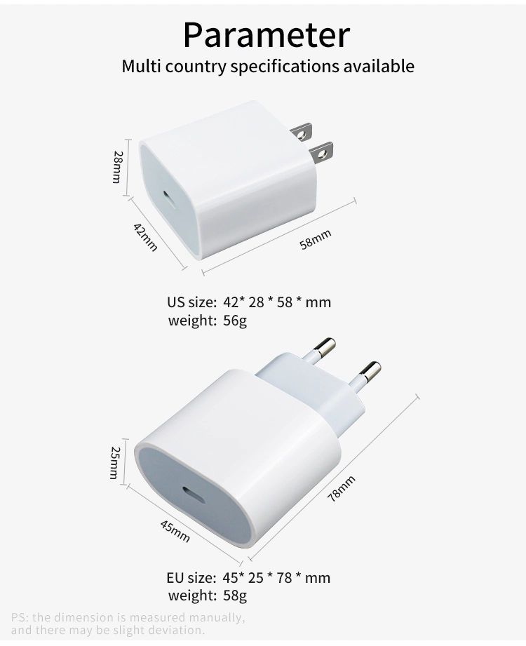 Original 20W USB-C Power Adapter for iPhone Pd Fast Charger Type C Wall Charger for Apple iPhone 12 13 PRO Charger